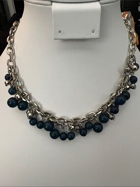 Paparazzi Silver Chain Necklace with Dark Teal Beads